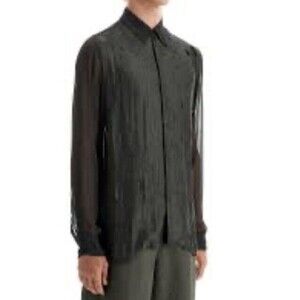 Dries Van Noten Women Mixed Media Shirt Elegant Sophisticated Design Sheer Sz M